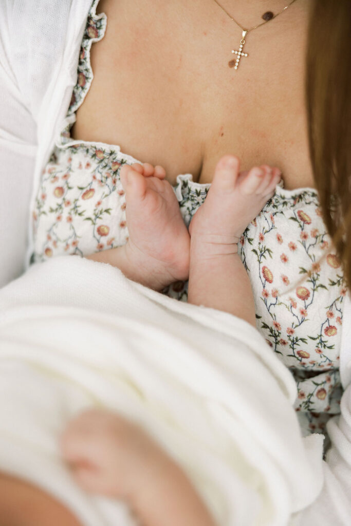 Tiny newborn feet photographed during a lifestyle newborn session