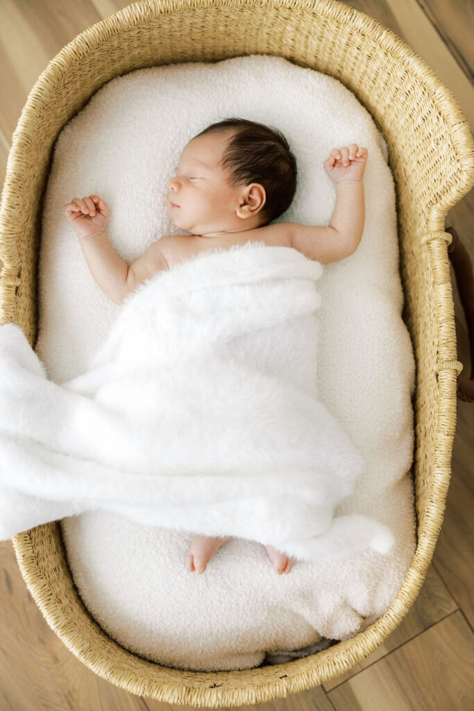 Newborn baby resting peacefully during a studio newborn session