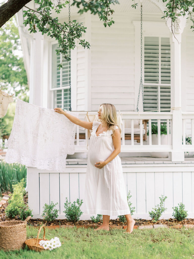 Expecting mom reclining comfortably during a relaxed Santa Clarita maternity photography session