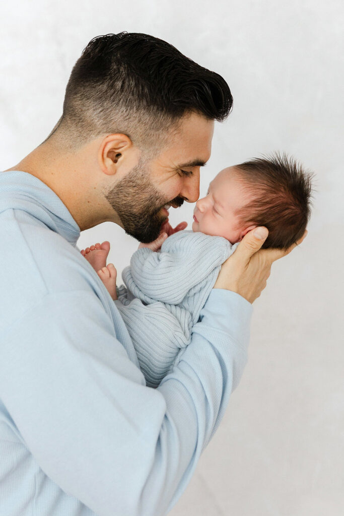 Close up portrait of a sleeping newborn baby during a studio newborn session